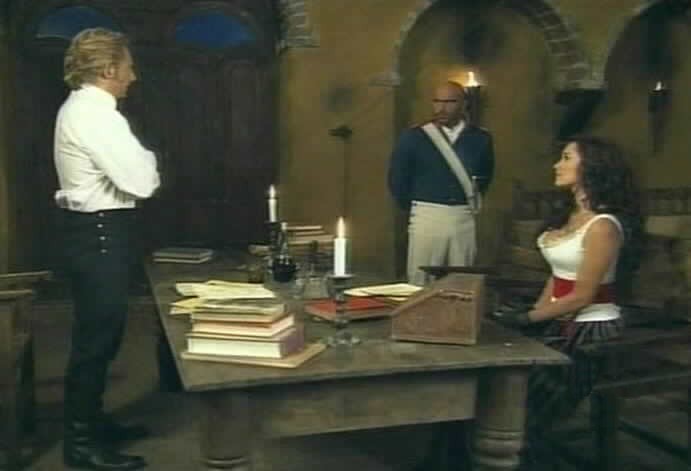 Esmeralda detains Montero and Pizarro in Montero's office.