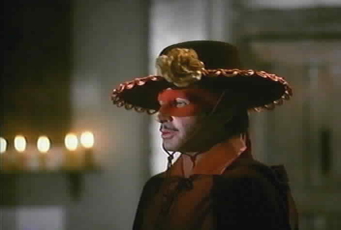 Zorro the Gay Blade dressed in orange.